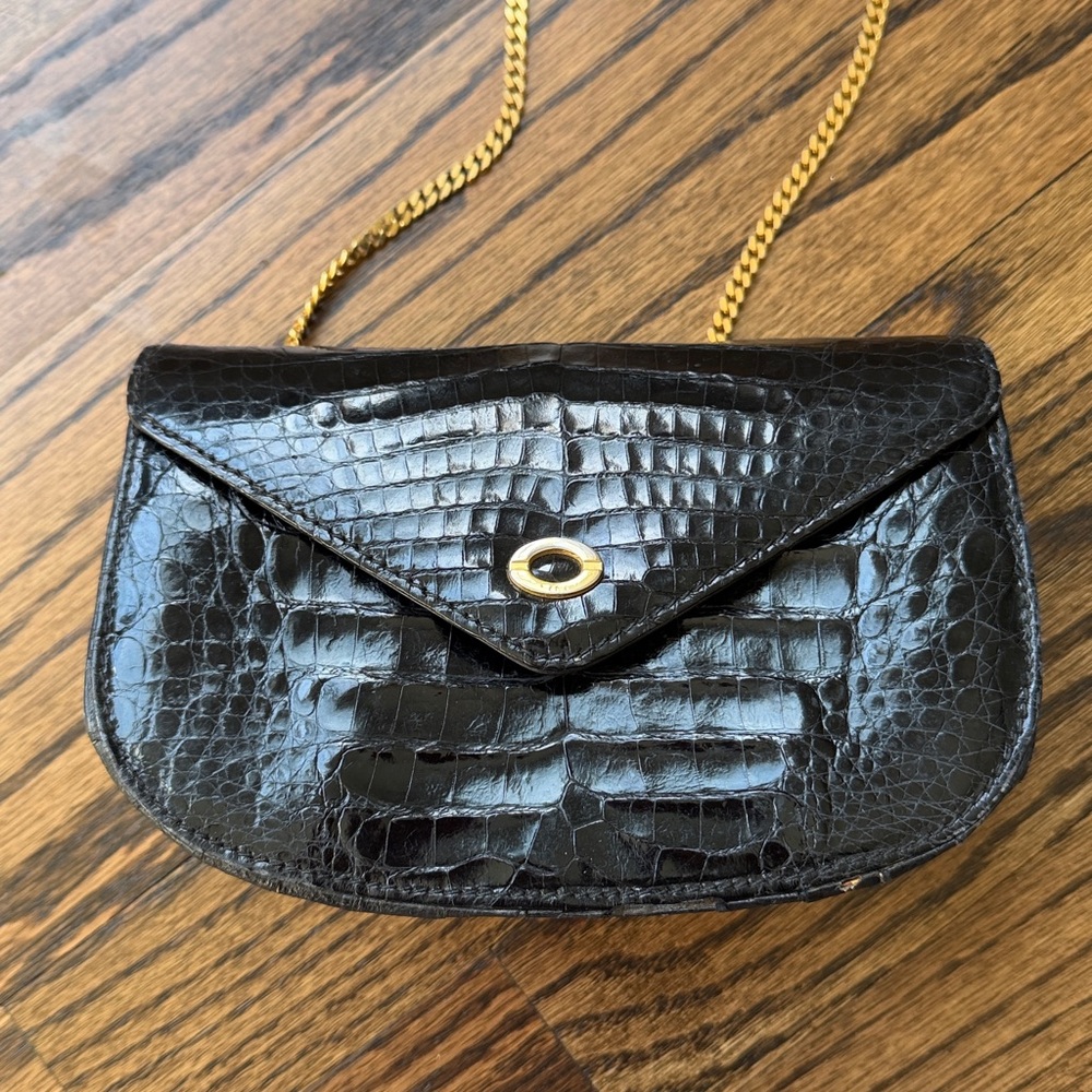 Black Crocodile Mini Jenny Gidding Made in Italy purse - Picture 2 of 12